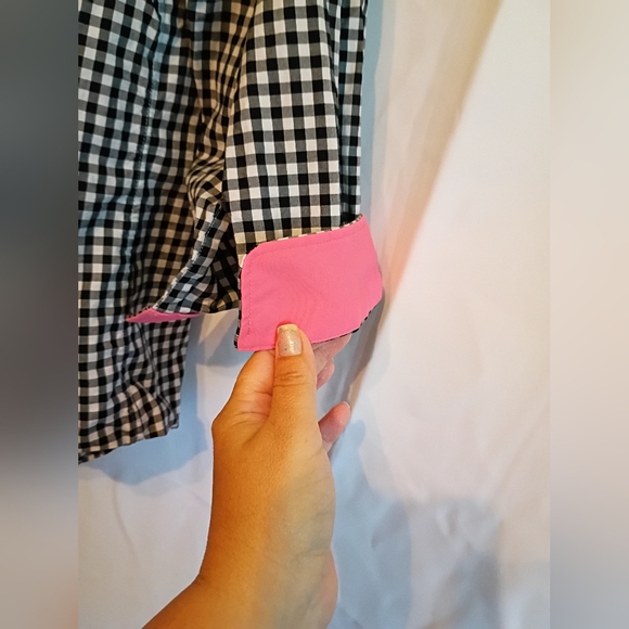 Lauren Ralph Lauren Black and White Plaid Shirt With Pink Details Size 1x - Picture 8 of 9